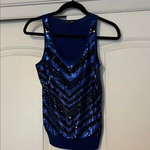 Express Royal Blue Sequin Tank Top